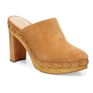 Veronica Beard Grita Studded Block Heel suede Mule clogs